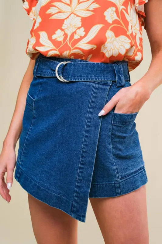 Azure Elegance Denim Skort made by Flying Tomato