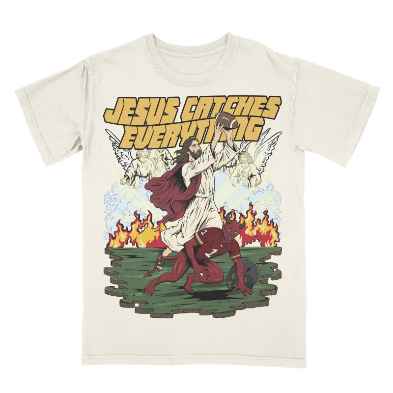 Jesus Catches Everything Limited Edition Christian Football Graphic T-Shirt made by Zulily