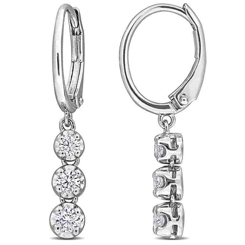 Sofia B. 1/2ct TW Lab-Grown Diamond 3-Stone Leverback Earrings in Sterling Silver made by Zulily