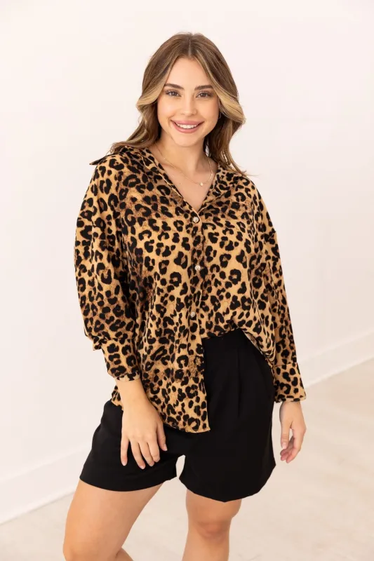 The Kathryn Button-Up, Leopard made by Zulily