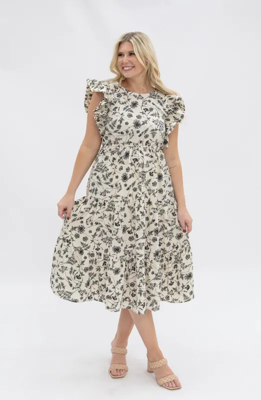Black & Ivory Floral Tiered Dress made by Zulily