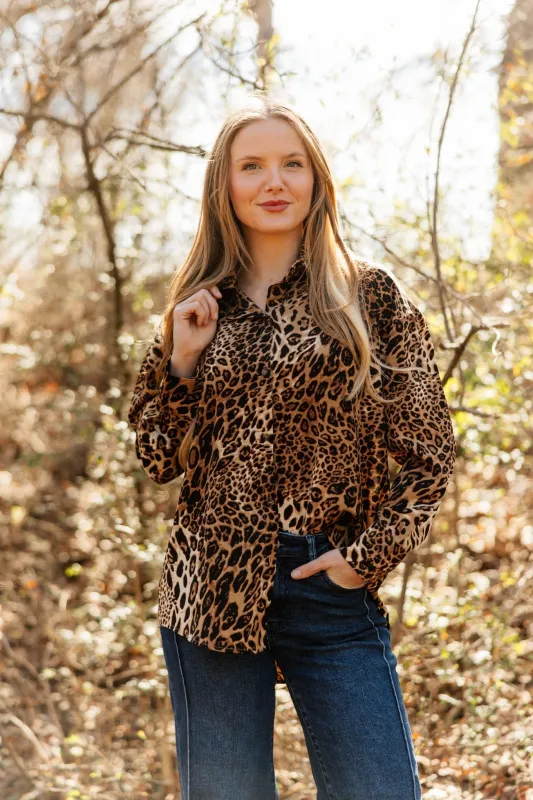 Kathryn Button-Up, Leopard made by Zulily
