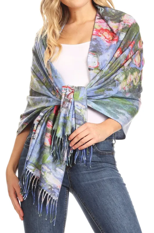 Sakkas Oria Women's Soft Lightweight Colorful Printed Shawl Scarf Wrap Stole made by Zulily