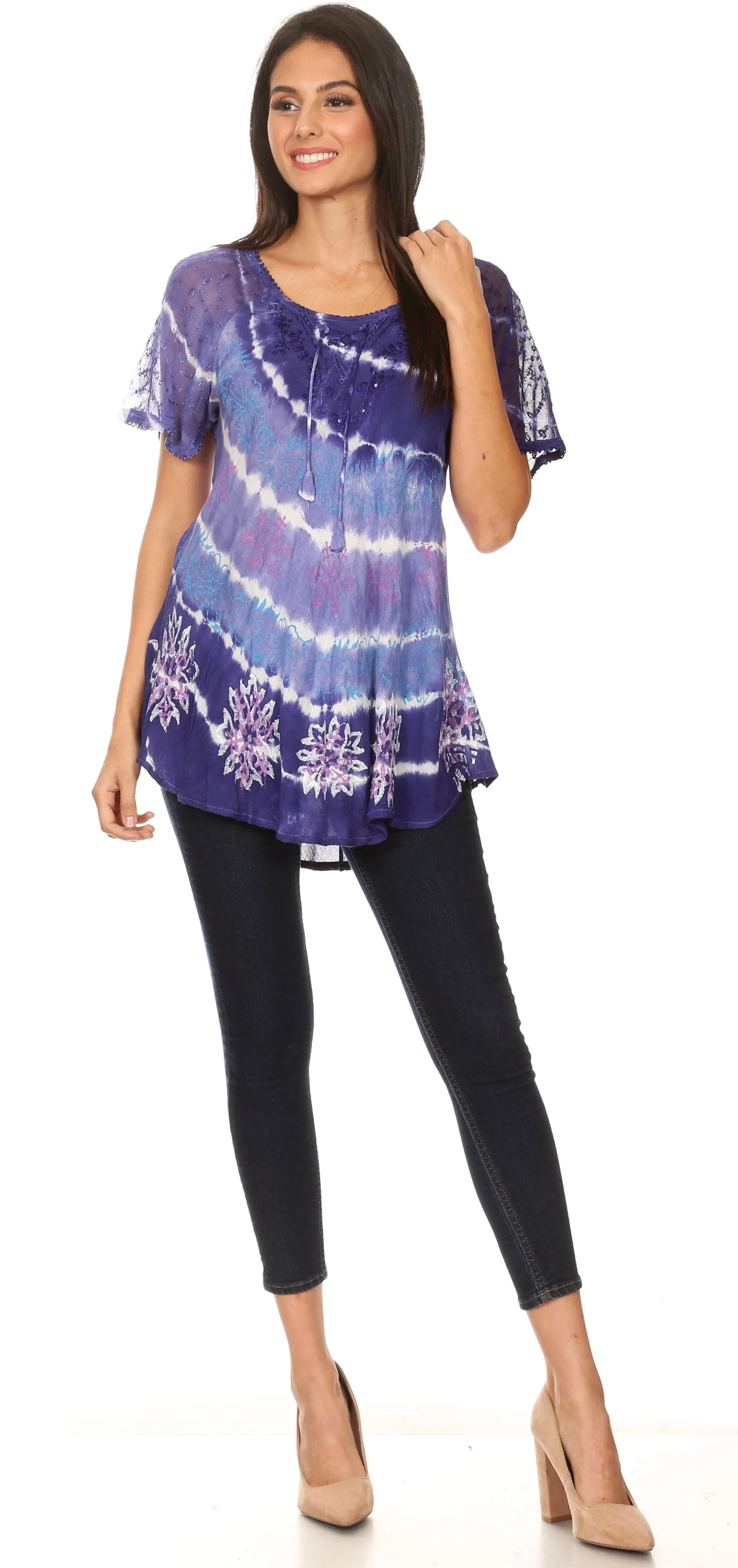 Sakkas Aline Women's Short Sleeve Casual Light Loose Scoop Neck Top Blouse Shirt sold by Zulily product image thumbnail 5