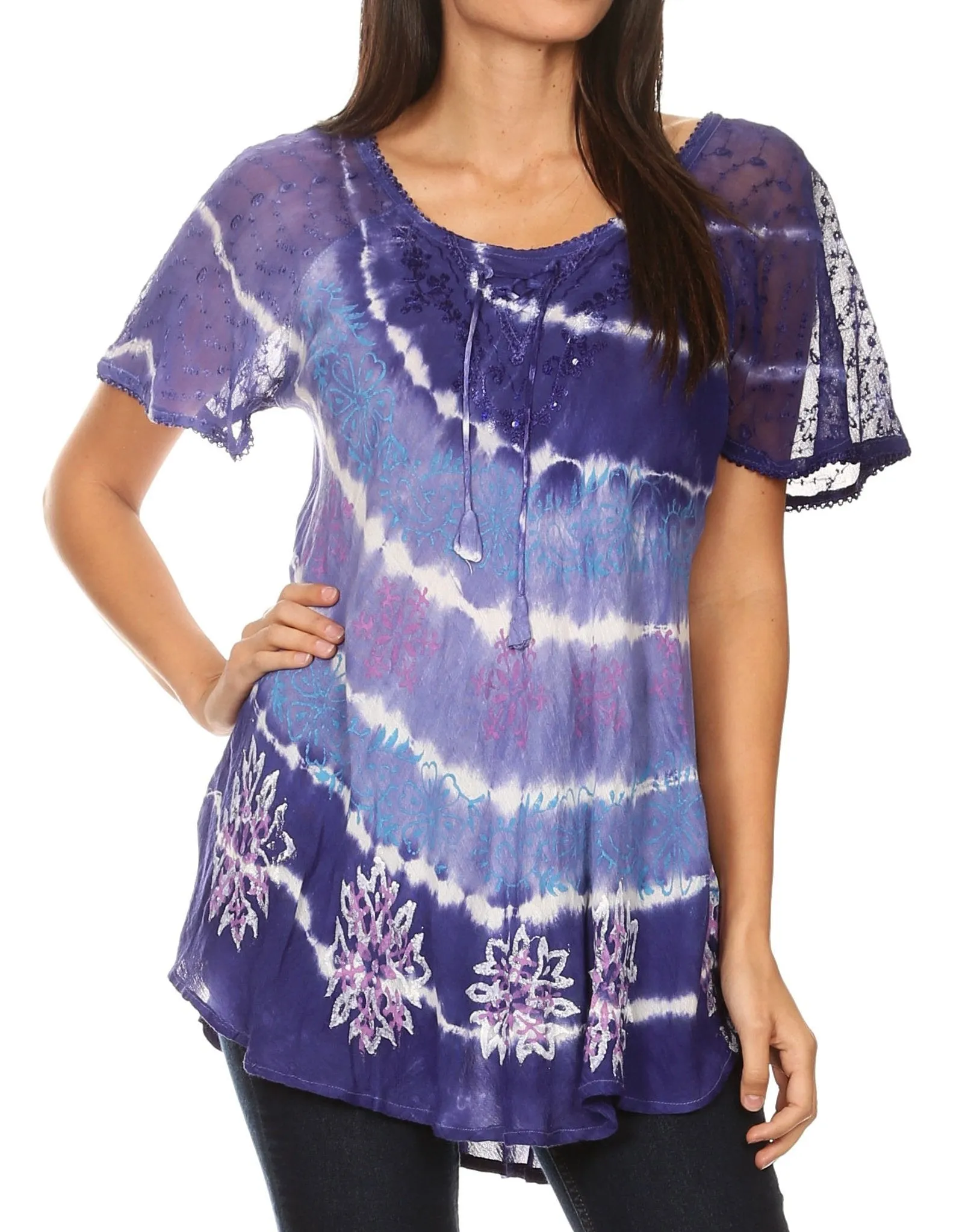 Sakkas Aline Women's Short Sleeve Casual Light Loose Scoop Neck Top Blouse Shirt sold by Zulily