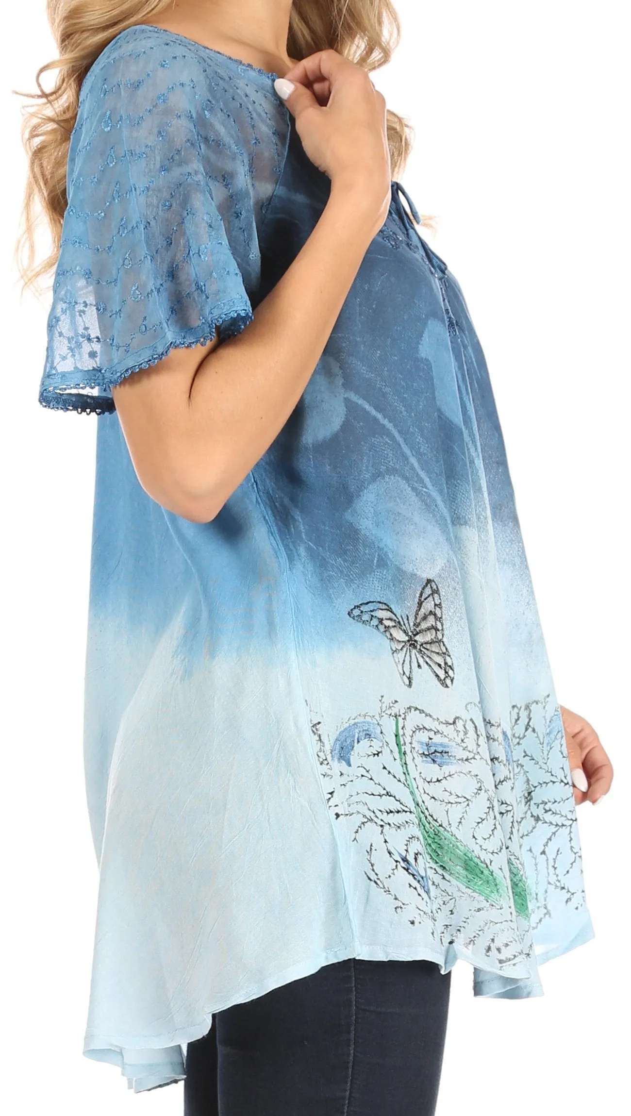Sakkas Petra Women's Casual Loose Flared Corset Short Sleeve Lace Blouse Top Tunic sold by Zulily product image thumbnail 3