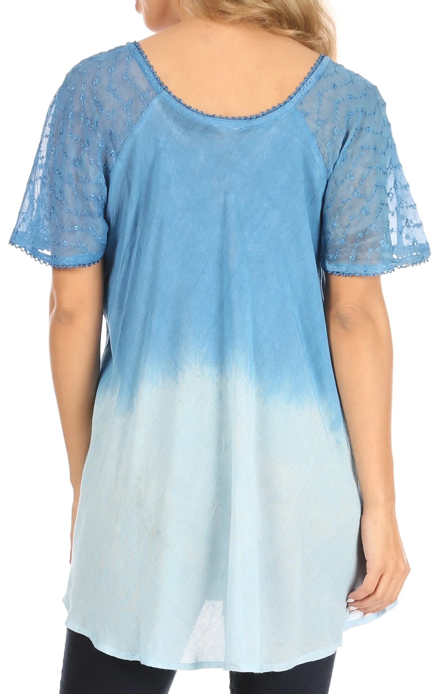 Sakkas Petra Women's Casual Loose Flared Corset Short Sleeve Lace Blouse Top Tunic sold by Zulily product image thumbnail 2