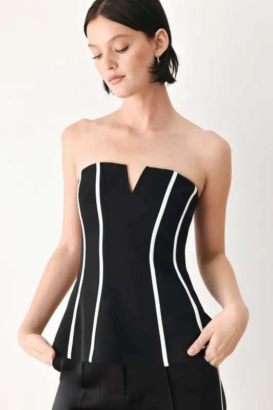 Black and White Reign Woven Tube Top made by Flying Tomato