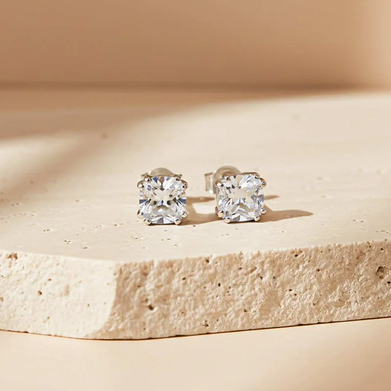 925 Sterling Silver Pillow Style Stud Earrings Gold made by Zulily