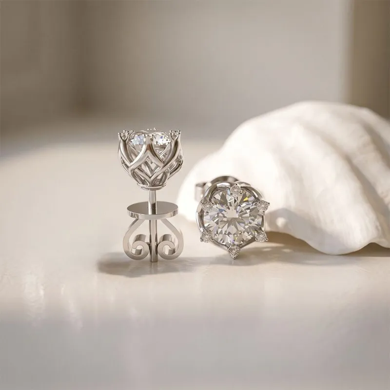 925 Sterling Silver Round Floral Halo Stud Earrings made by Zulily
