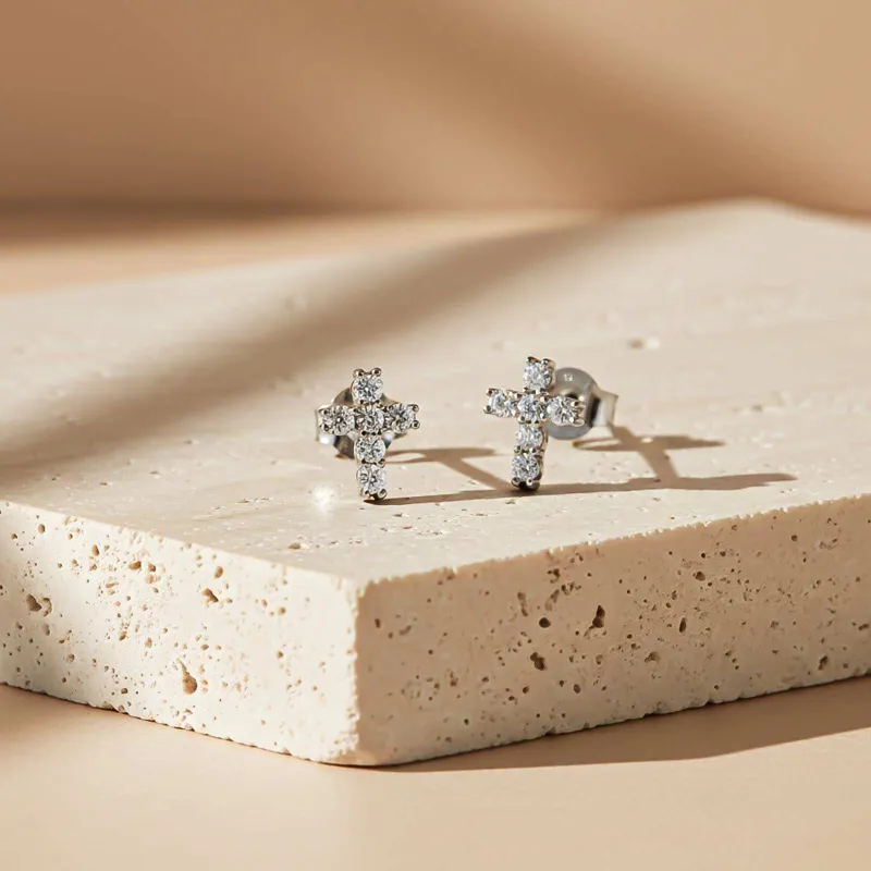 925 Sterling Silver Cross Stud Earrings made by Zulily