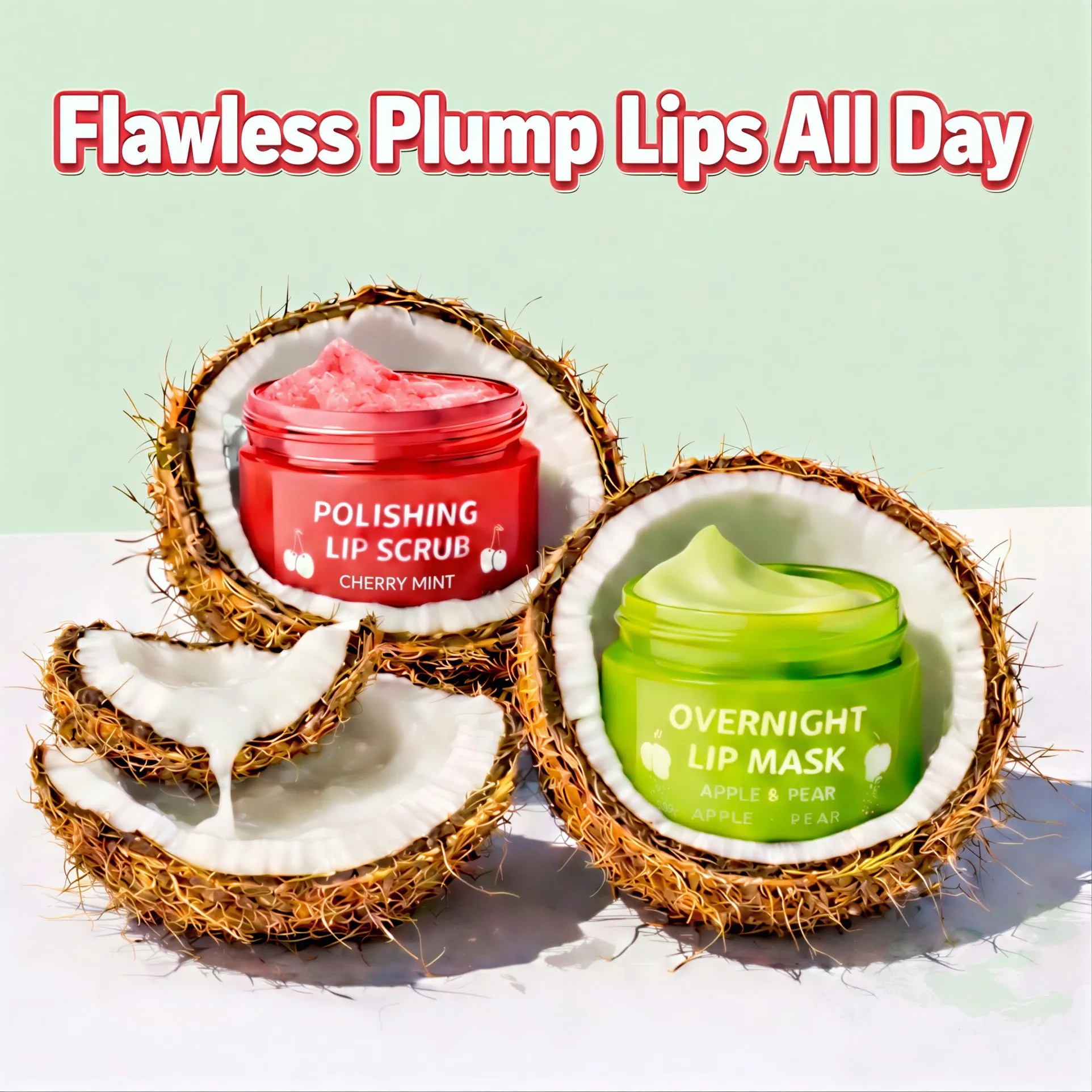 Korean Skincare Lip Care Duo Set - Cherry Mint Exfoliating Lip Scrub & Apple and Pear Overnight Lip Mask sold by Zulily product image thumbnail 3