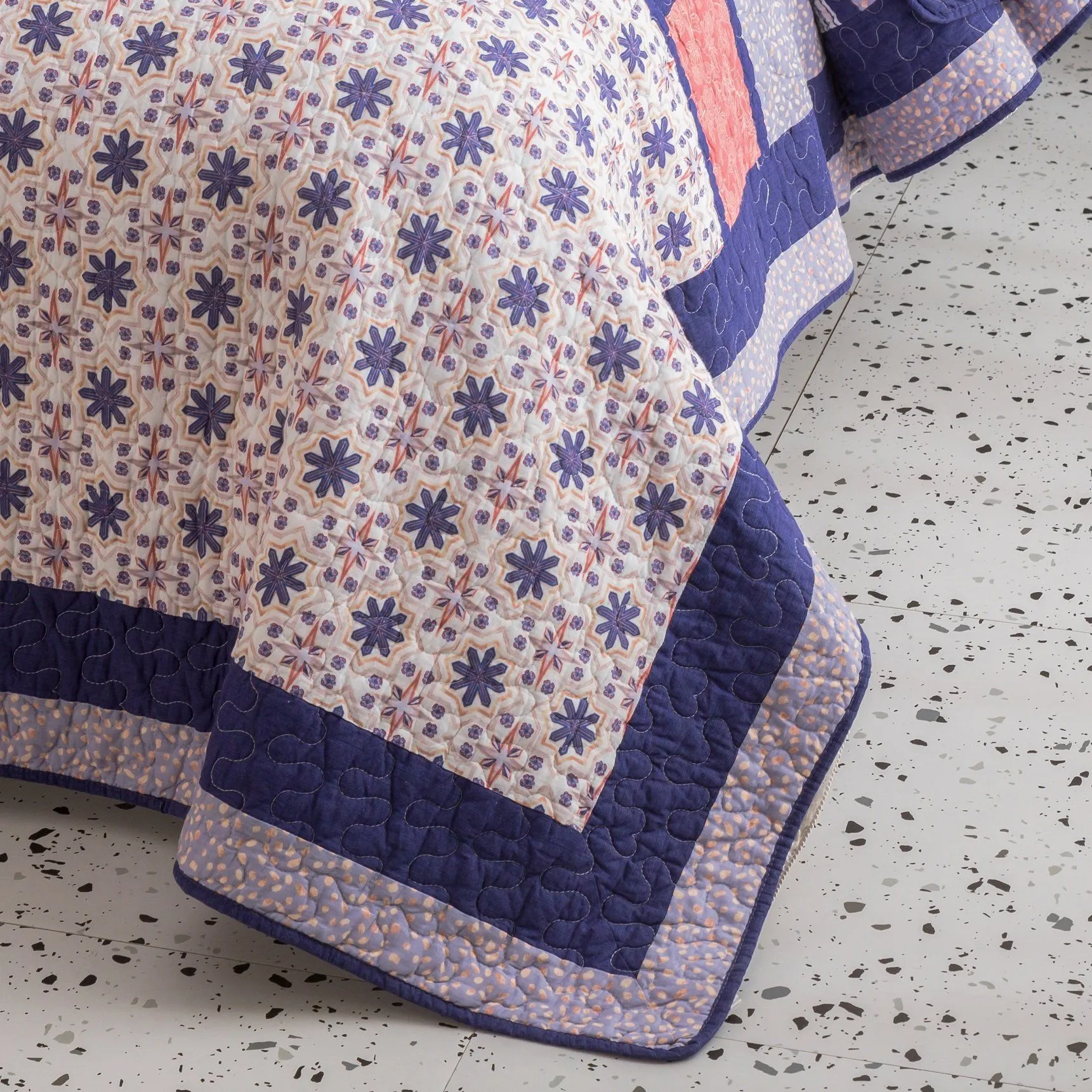DaDa Bedding Peachy Pink Floral Blossoms Plum Purple Patchwork Quilted Bedspread Set - Designed in USA (JHW877) sold by Zulily product image thumbnail 5