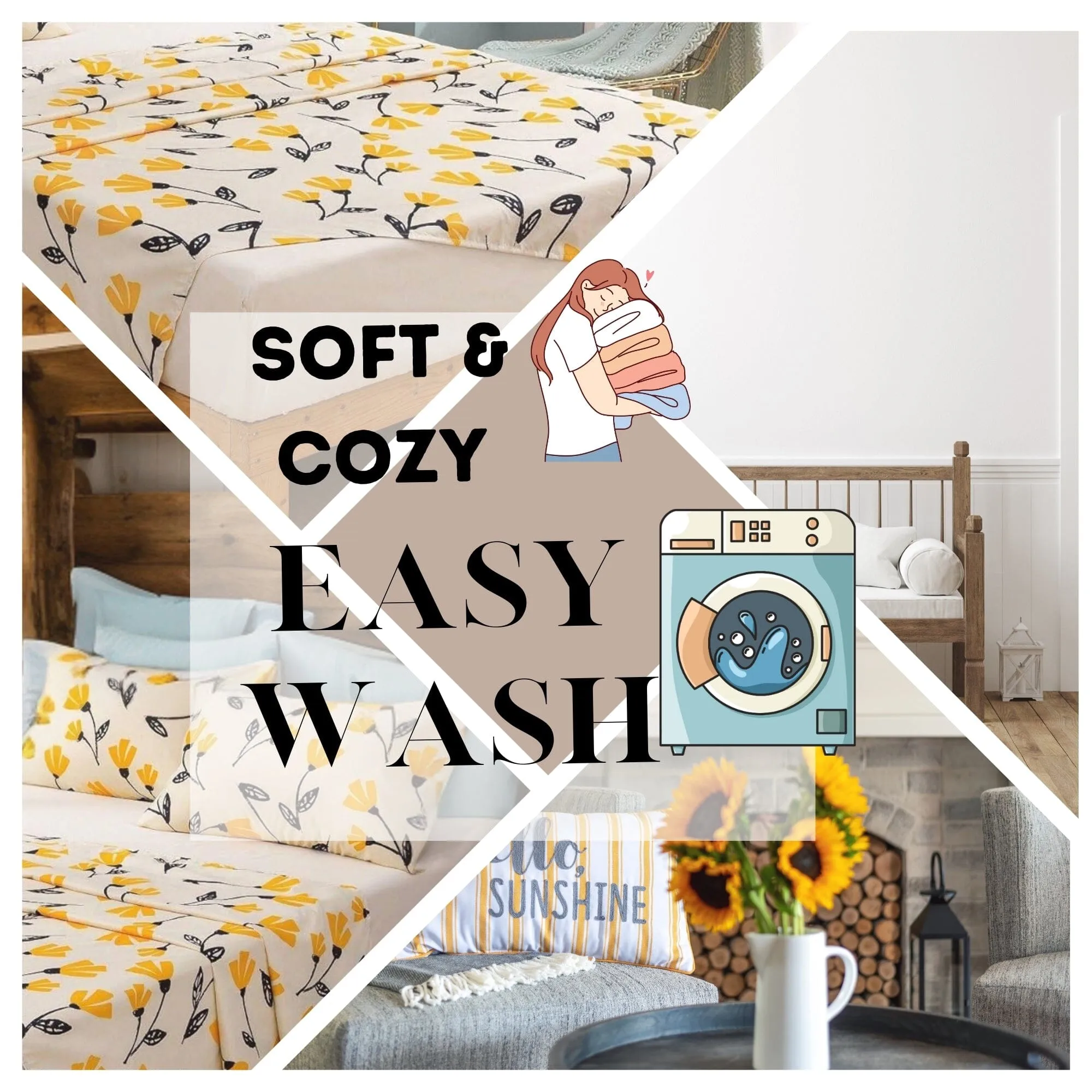 DaDa Bedding Yellow Fleur Floral Fitted and Flat Sheet Set sold by Zulily product image thumbnail 4