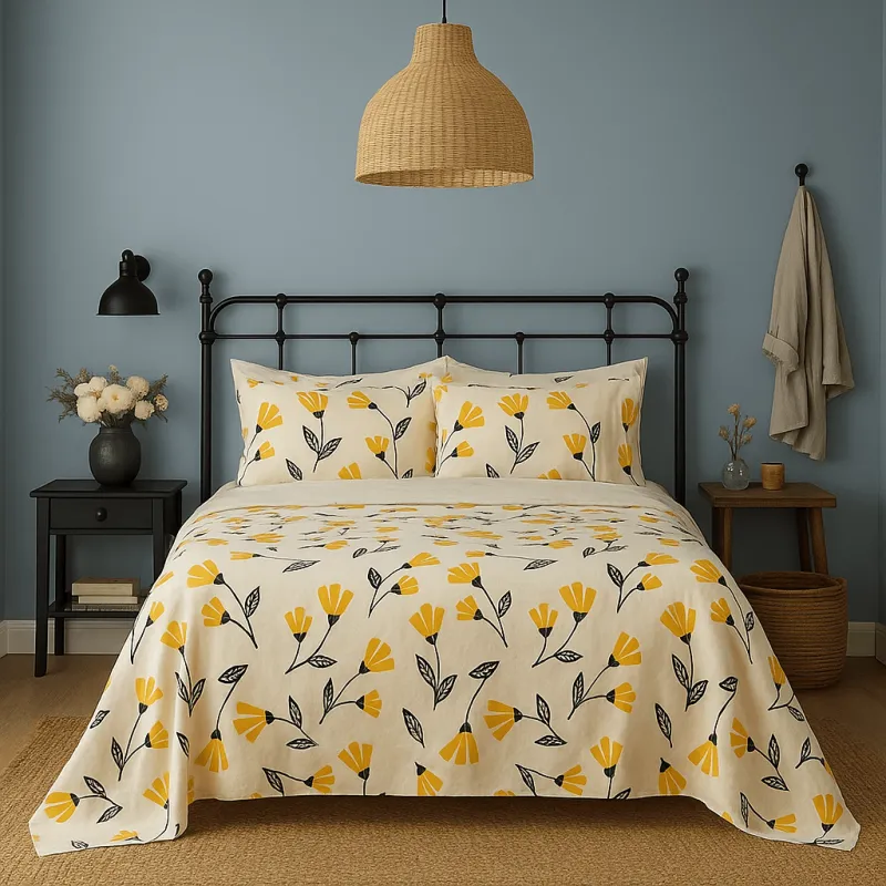 DaDa Bedding Yellow Fleur Floral Fitted and Flat Sheet Set made by Zulily