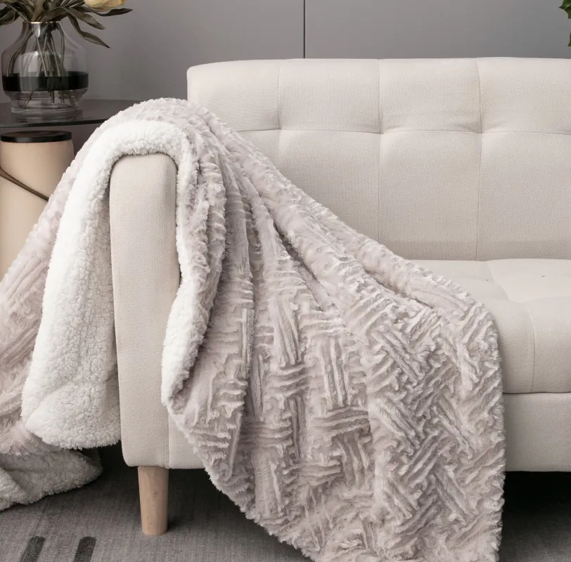 DaDalogy Lavender Grey Faux Fur Sherpa Throw Blanket made by Zulily