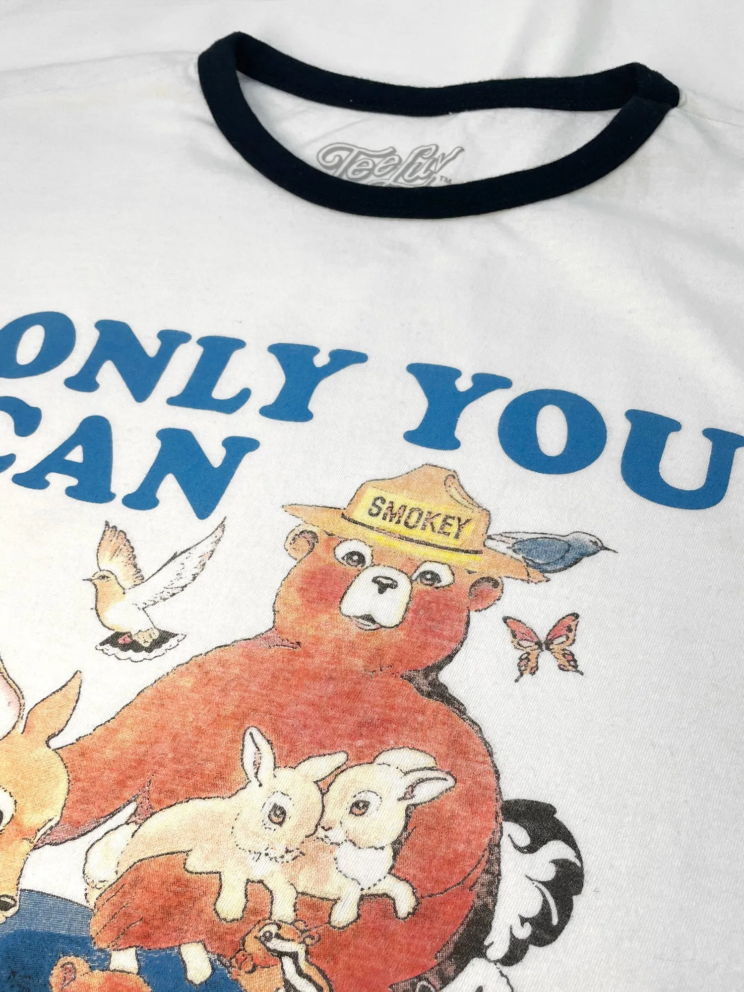 Smokey Bear Only You Can Prevent Wildfires Ringer T-Shirt - White and Black sold by Zulily product image thumbnail 2