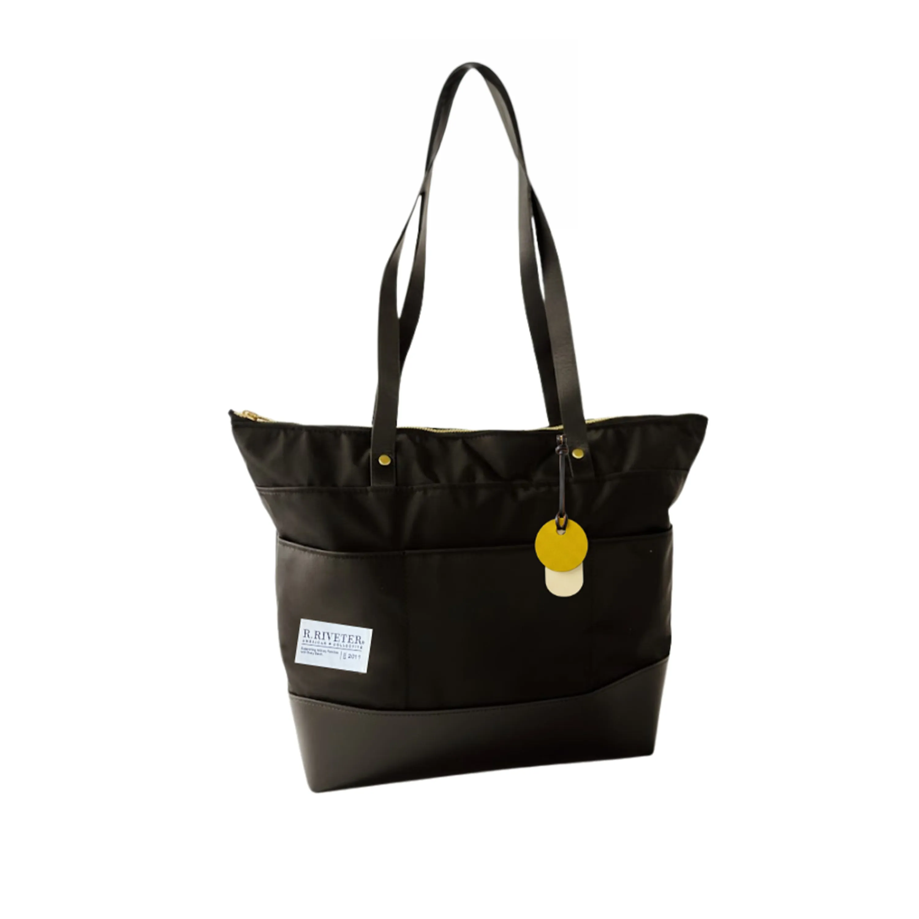 Harriet Tote Bag | Black Nylon + Black Leather sold by Zulily