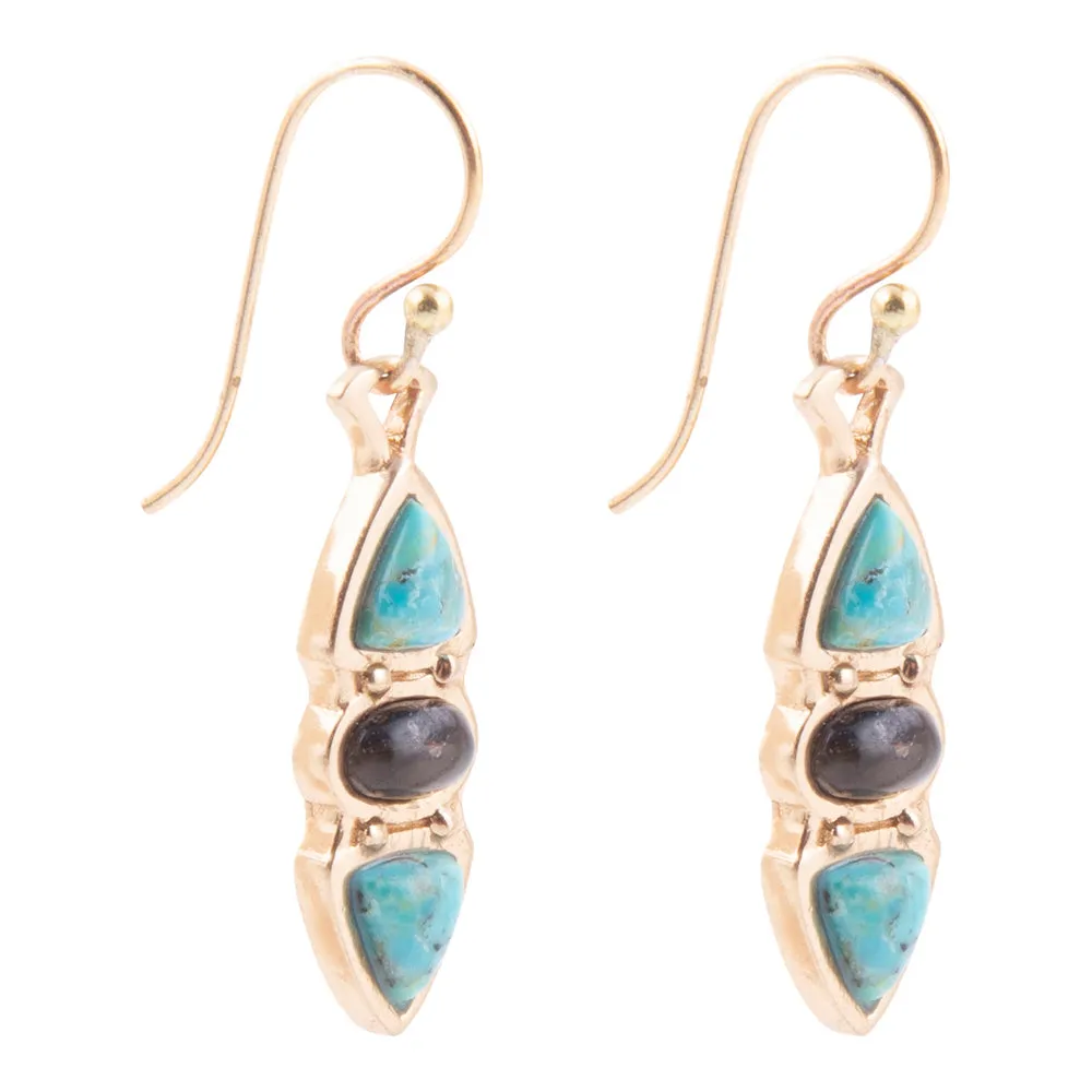 Blue Turquoise and Grey Labradorite Golden Drop Earrings sold by Zulily product image thumbnail 4