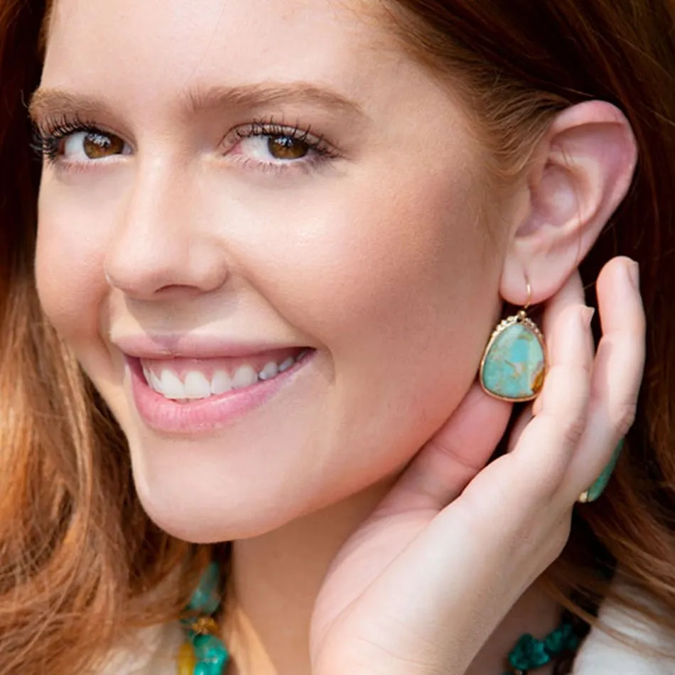 Agave Genuine Blue Turquoise and Golden Drop Earrings sold by Zulily product image thumbnail 4