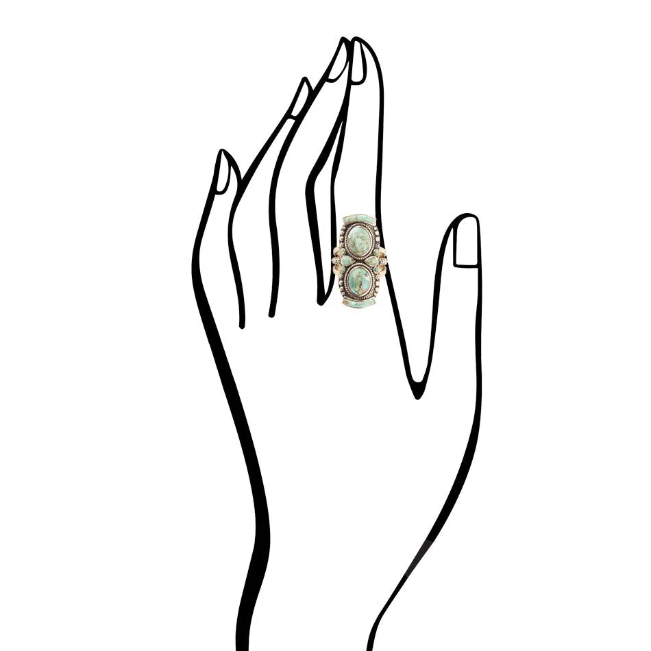Double Blue Turquoise Golden Shield Ring sold by Zulily product image thumbnail 3