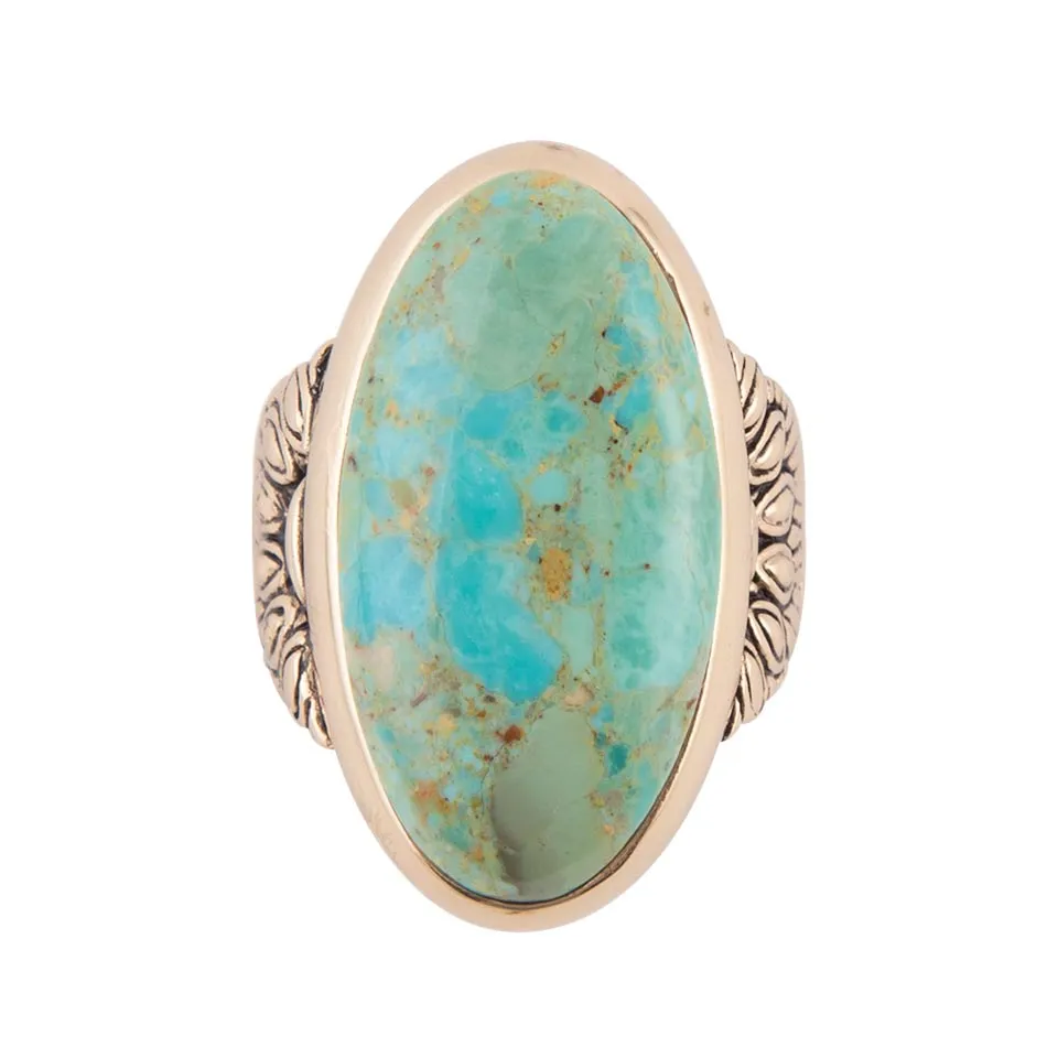 Agave Genuine Blue Turquoise Golden Ring sold by Zulily product image thumbnail 3