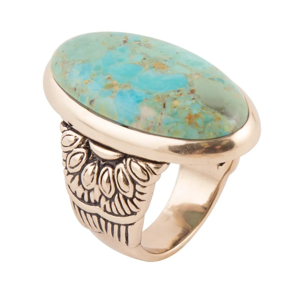 Agave Genuine Blue Turquoise Golden Ring sold by Zulily