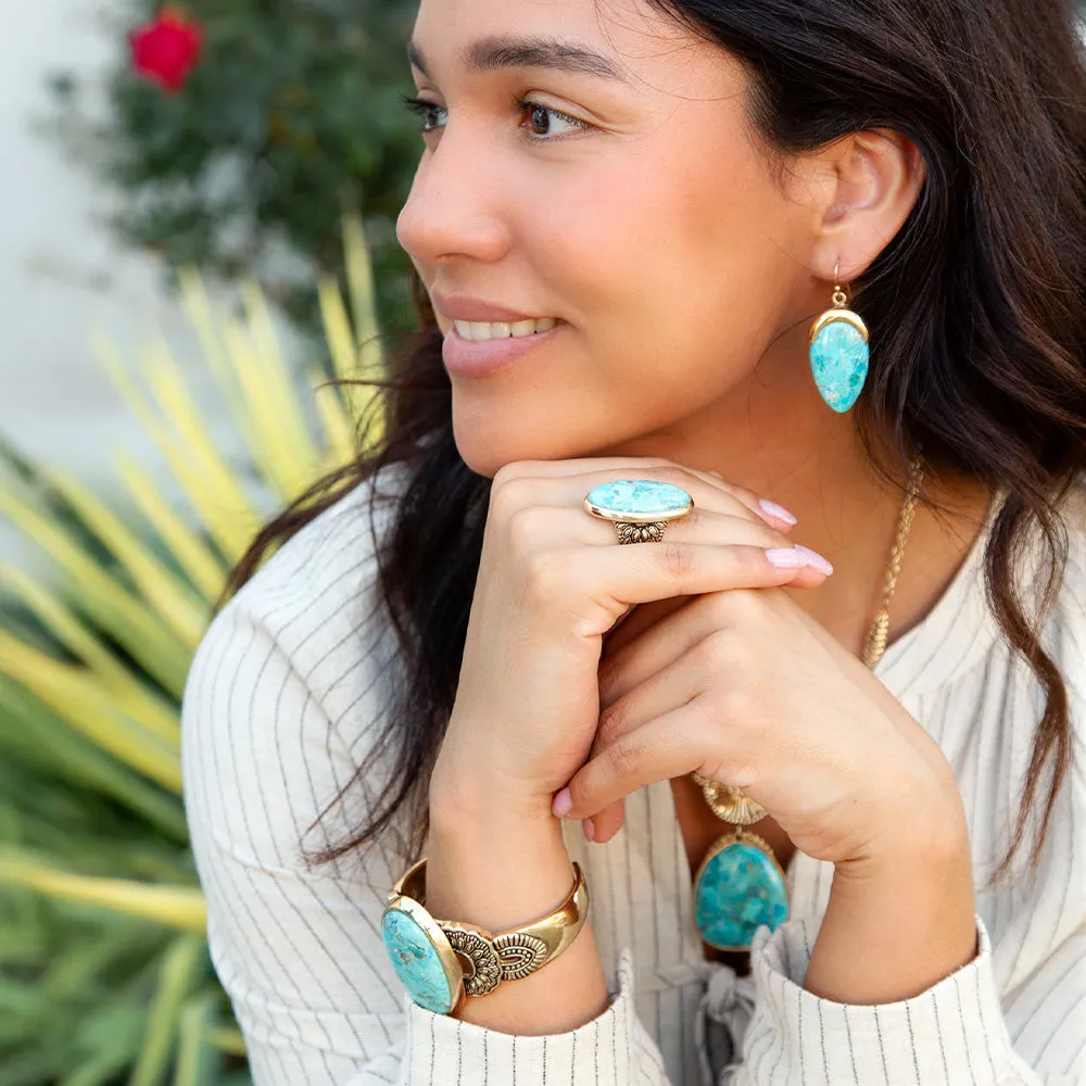 Agave Genuine Blue Turquoise Golden Ring sold by Zulily product image thumbnail 5