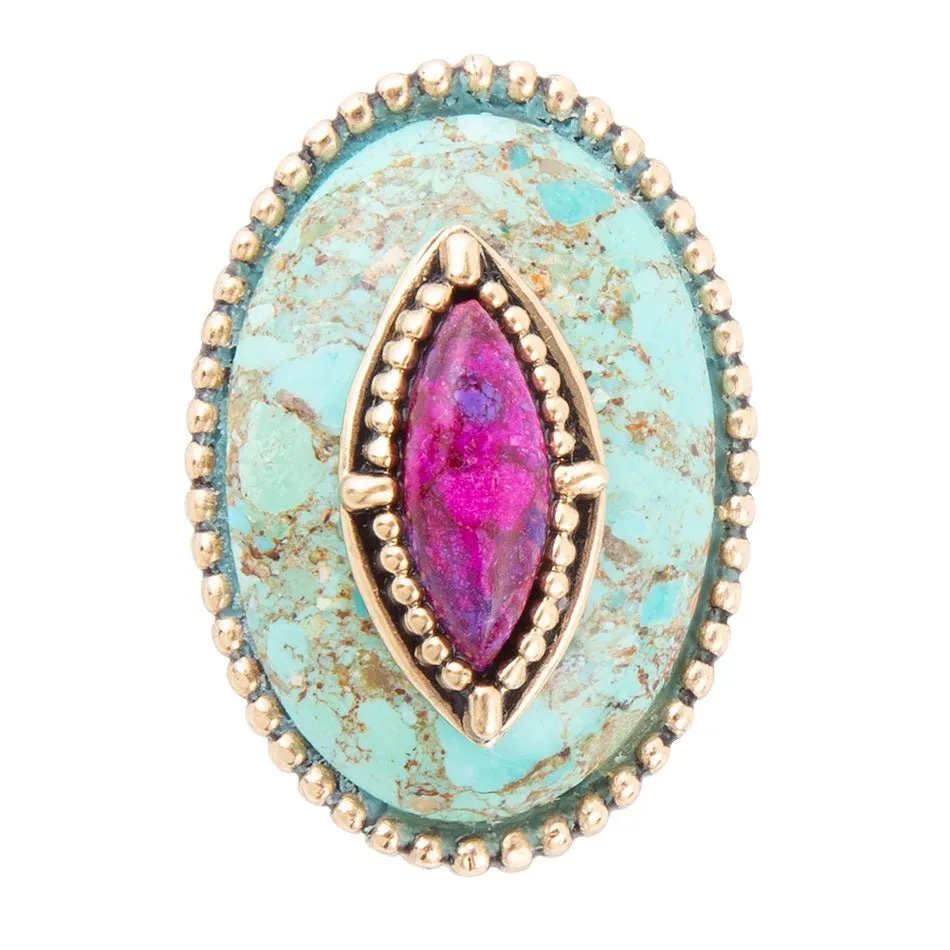 Stacked Stone Blue and Purple Turquoise Golden Ring sold by Zulily product image thumbnail 4