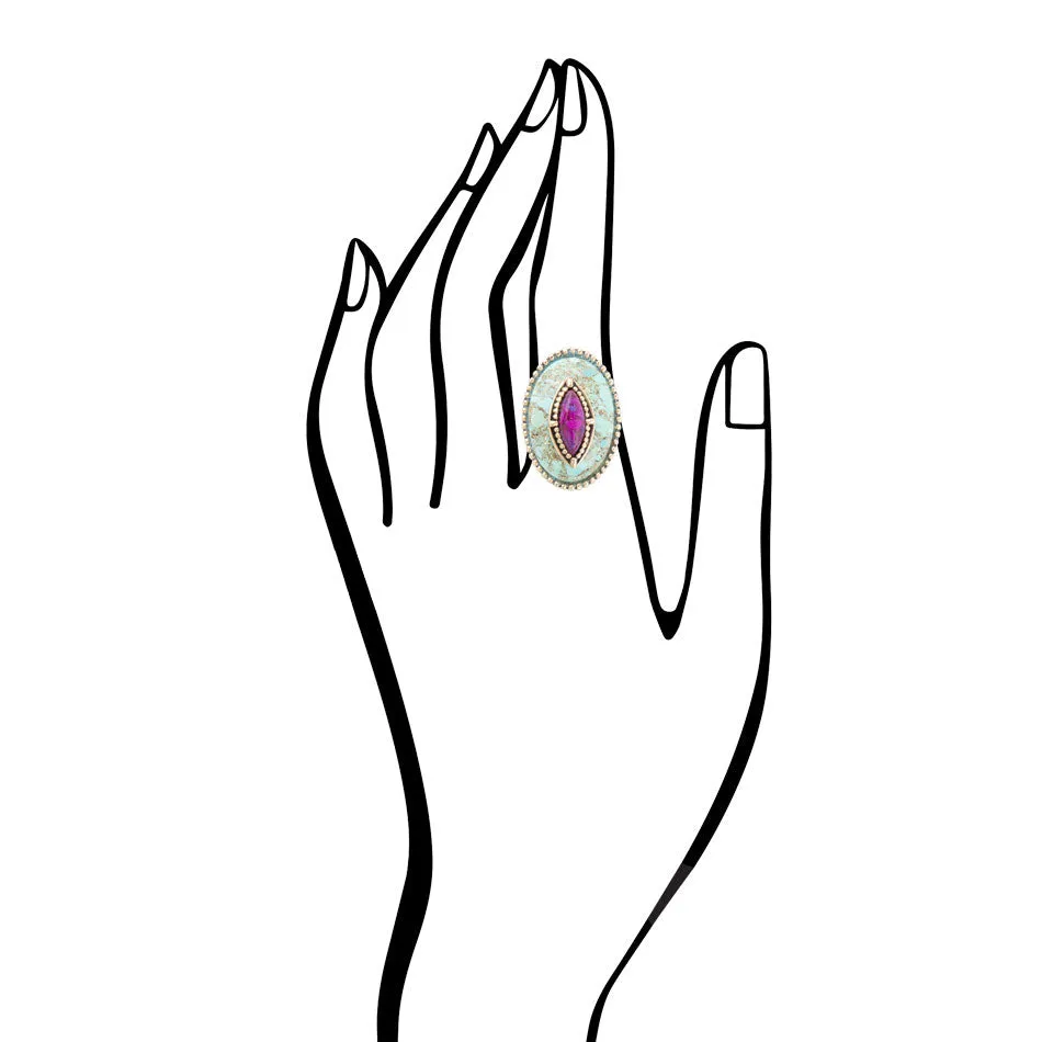 Stacked Stone Blue and Purple Turquoise Golden Ring sold by Zulily product image thumbnail 5