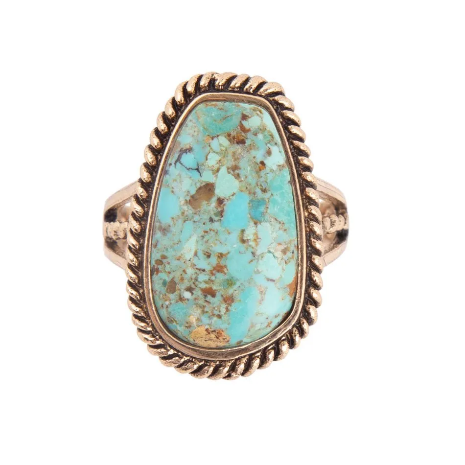 Roped Blue Turquoise Golden Ring sold by Zulily product image thumbnail 4