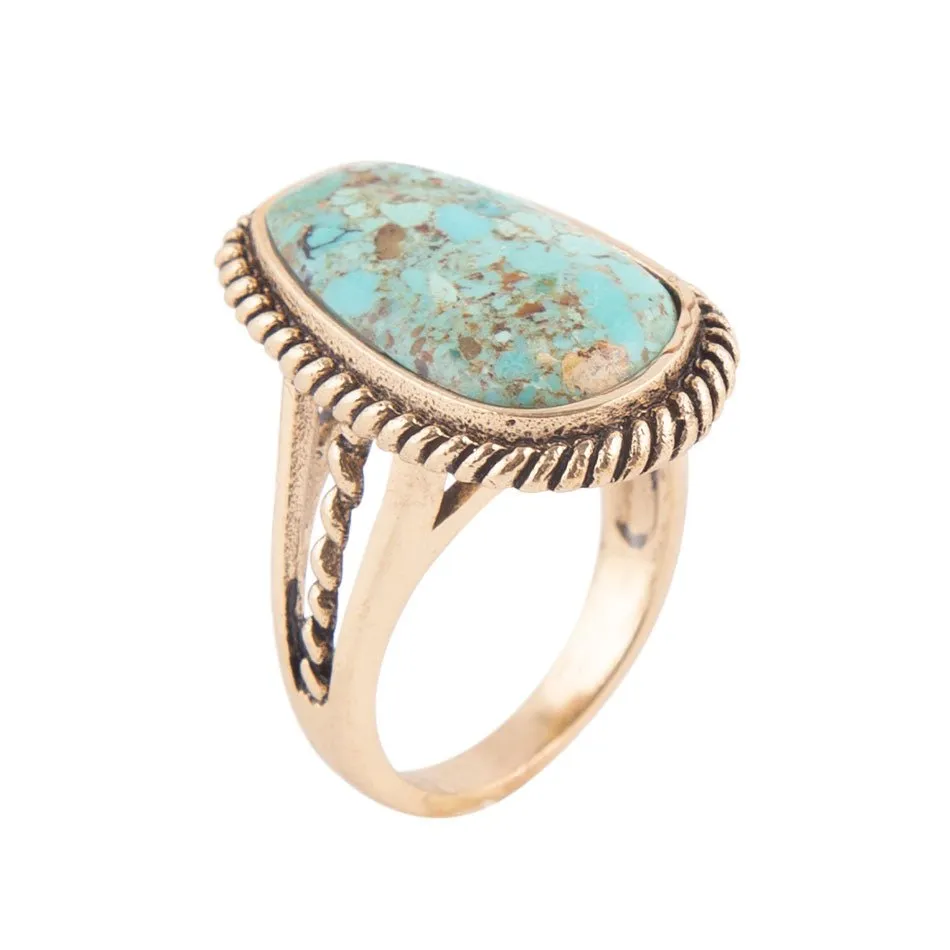 Roped Blue Turquoise Golden Ring sold by Zulily