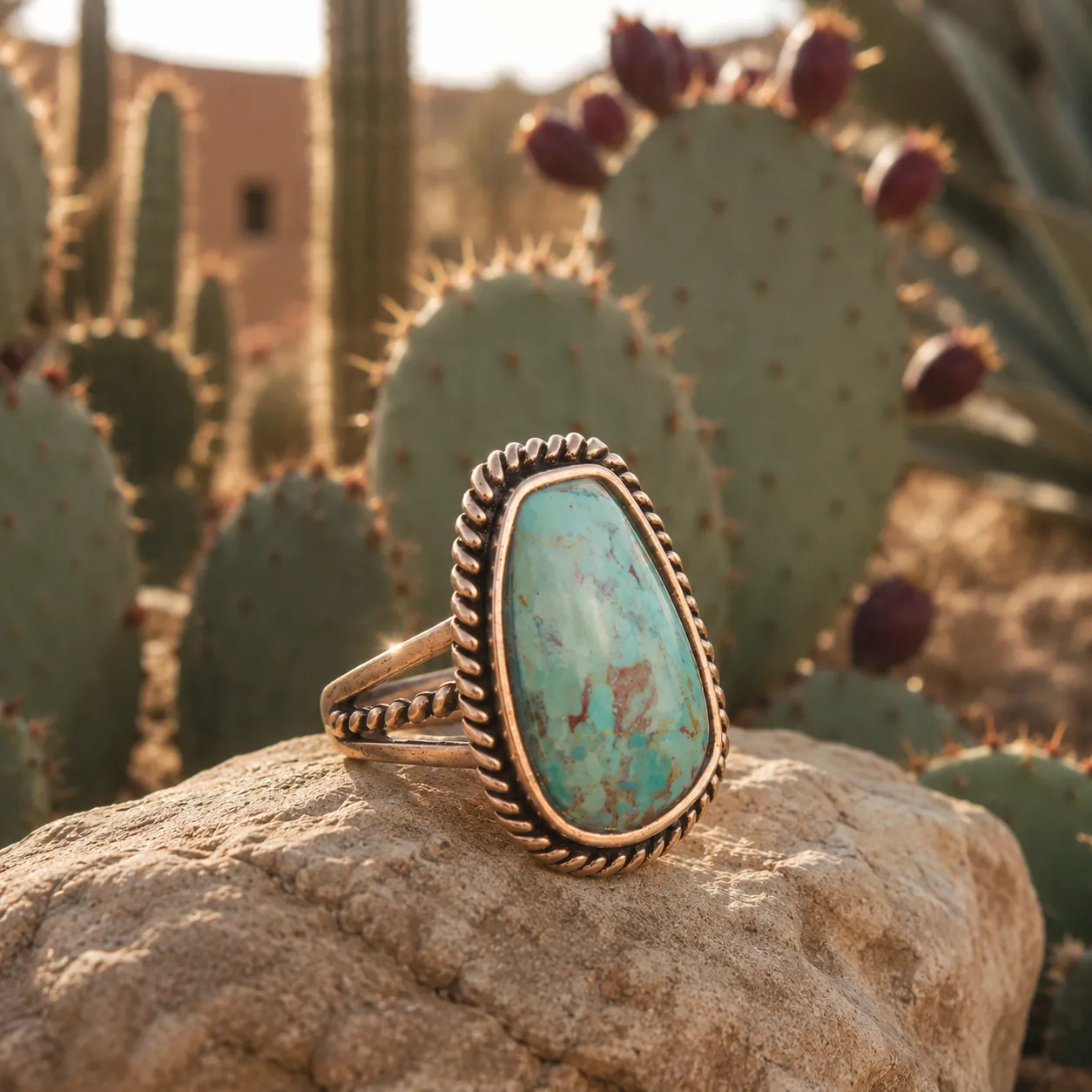 Roped Blue Turquoise Golden Ring sold by Zulily product image thumbnail 3