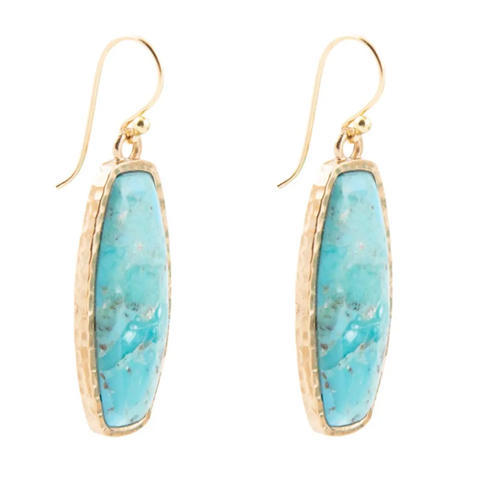 Odyssey Long Blue Turquoise and Golden Statement Earrings sold by Zulily product image thumbnail 3