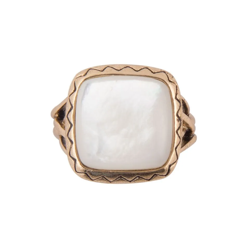 Wave of White Mother of Pearl Golden Ring sold by Zulily product image thumbnail 2