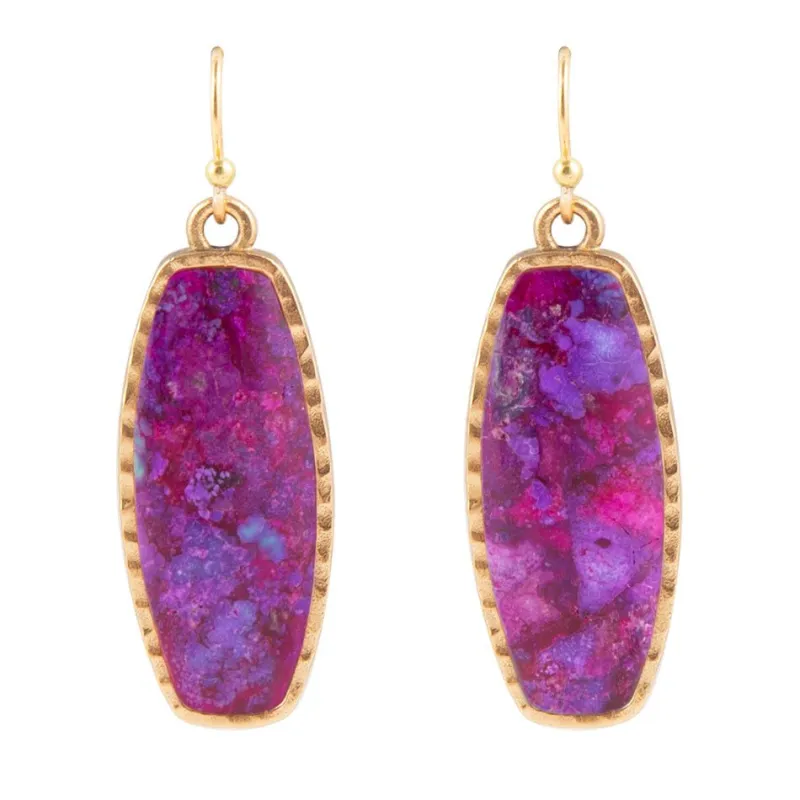 Odyssey Long Purple Turquoise and Bronze Statement Earrings made by Zulily