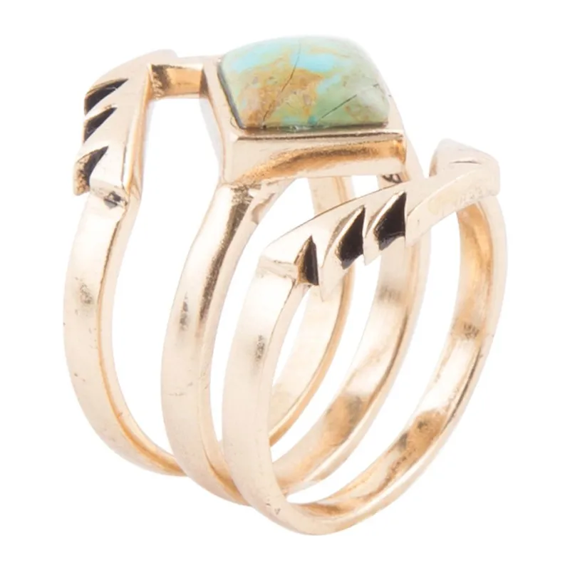 Aztec Blue Turquoise Golden Ring Set made by Zulily