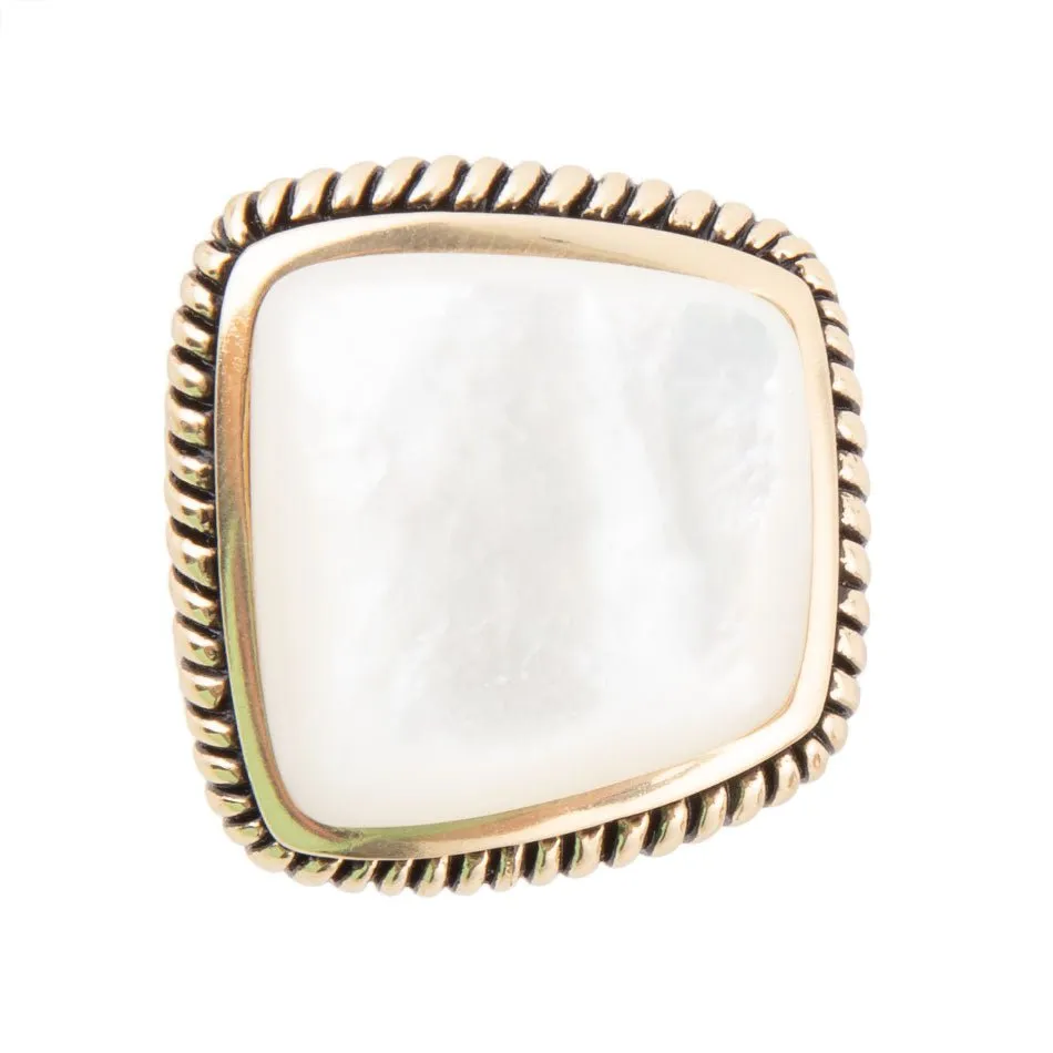 Roped White Mother of Pearl and Golden Statement Ring sold by Zulily product image thumbnail 4