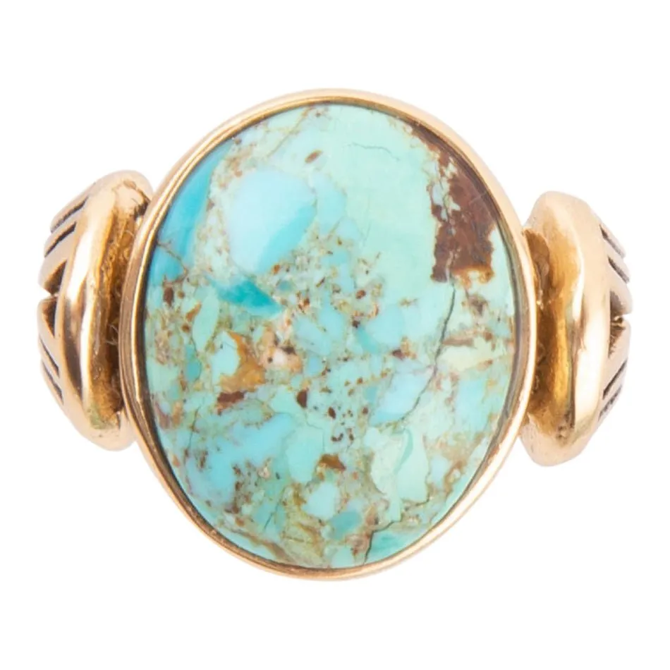 Nova Blue Turquoise and Golden Oval Ring sold by Zulily product image thumbnail 3