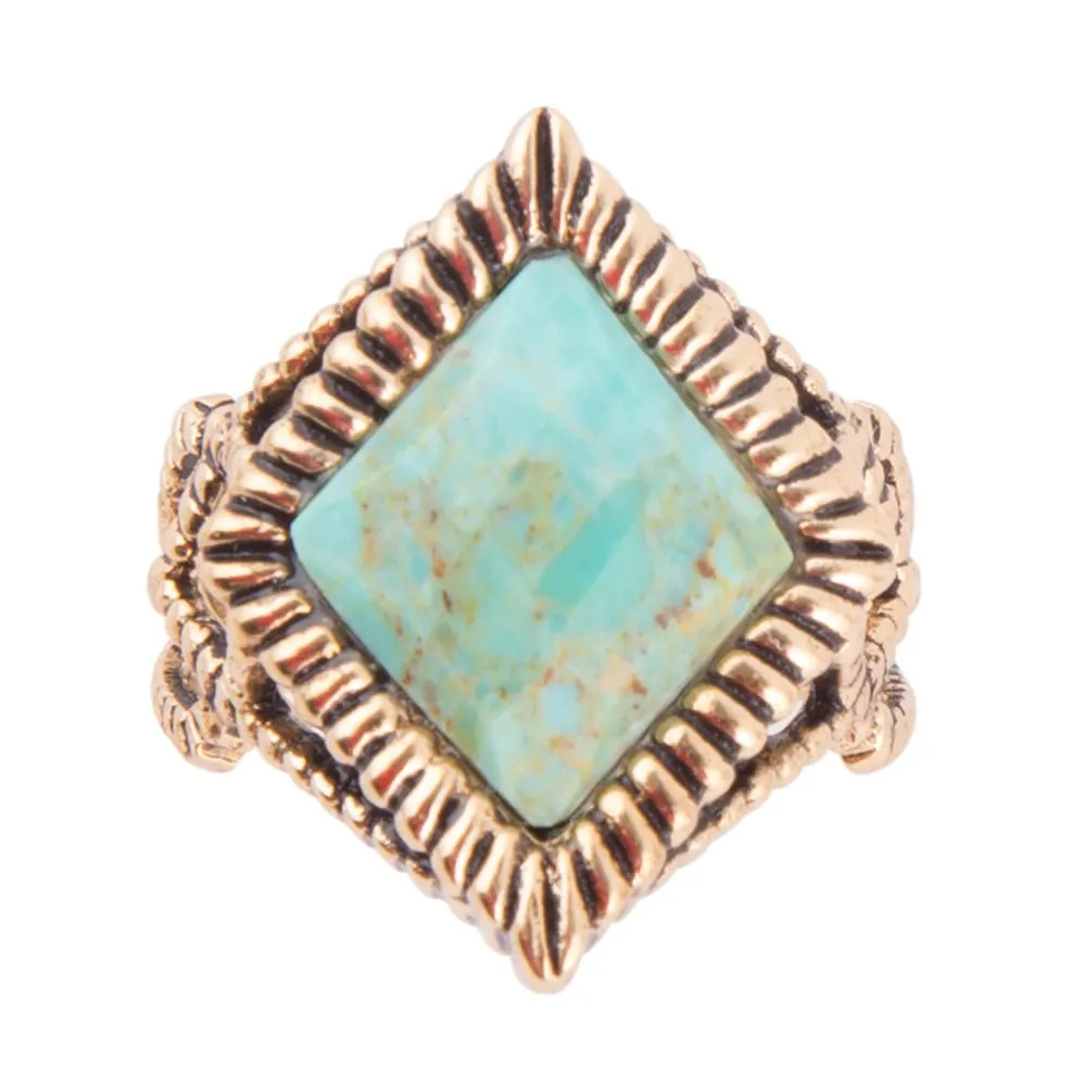 Diamond Days Blue Turquoise and Golden Ring sold by Zulily product image thumbnail 3