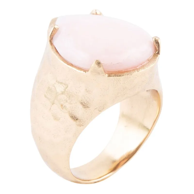 Pink Opal Golden Teardrop Ring made by Zulily