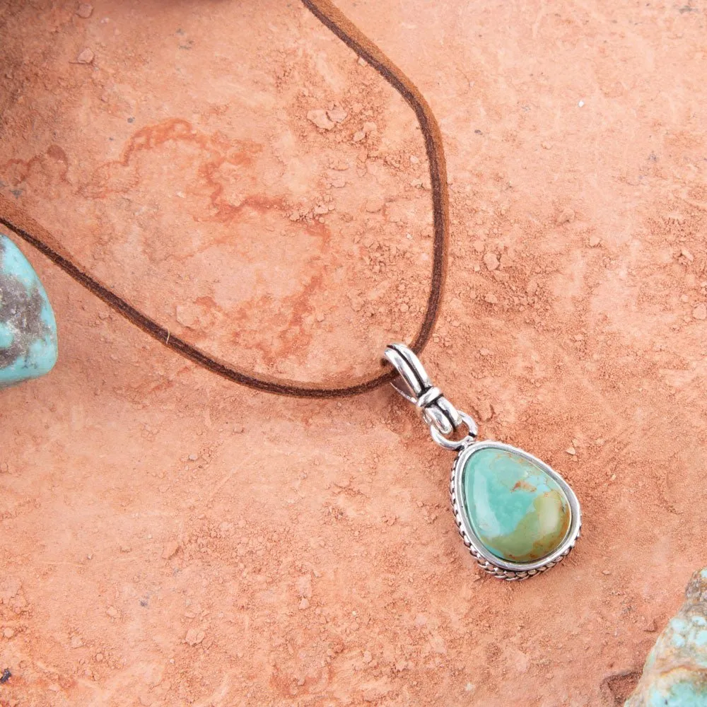 Basic Turquoise and Sterling Silver Pendant Leather Necklace sold by Zulily product image thumbnail 2