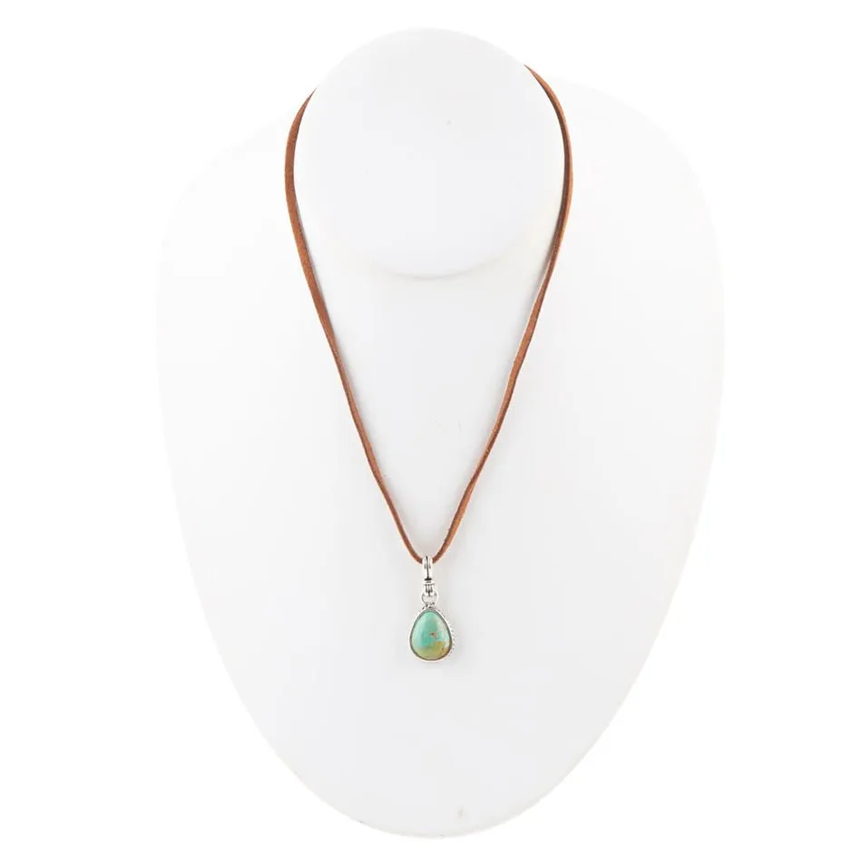 Basic Turquoise and Sterling Silver Pendant Leather Necklace sold by Zulily product image thumbnail 3