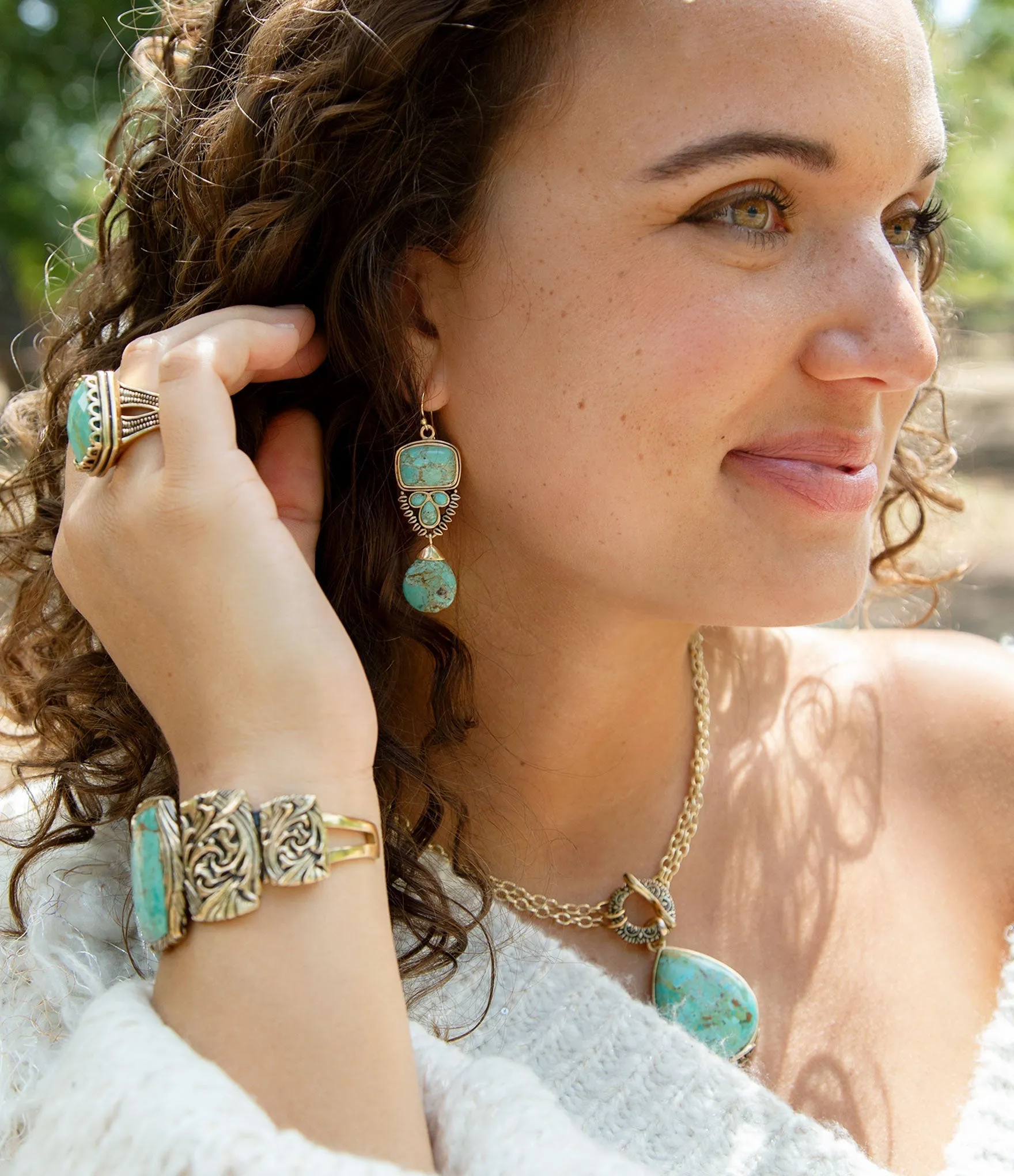 Jacquard Blue Turquoise Solid Golden Cuff Bracelet sold by Zulily product image thumbnail 5