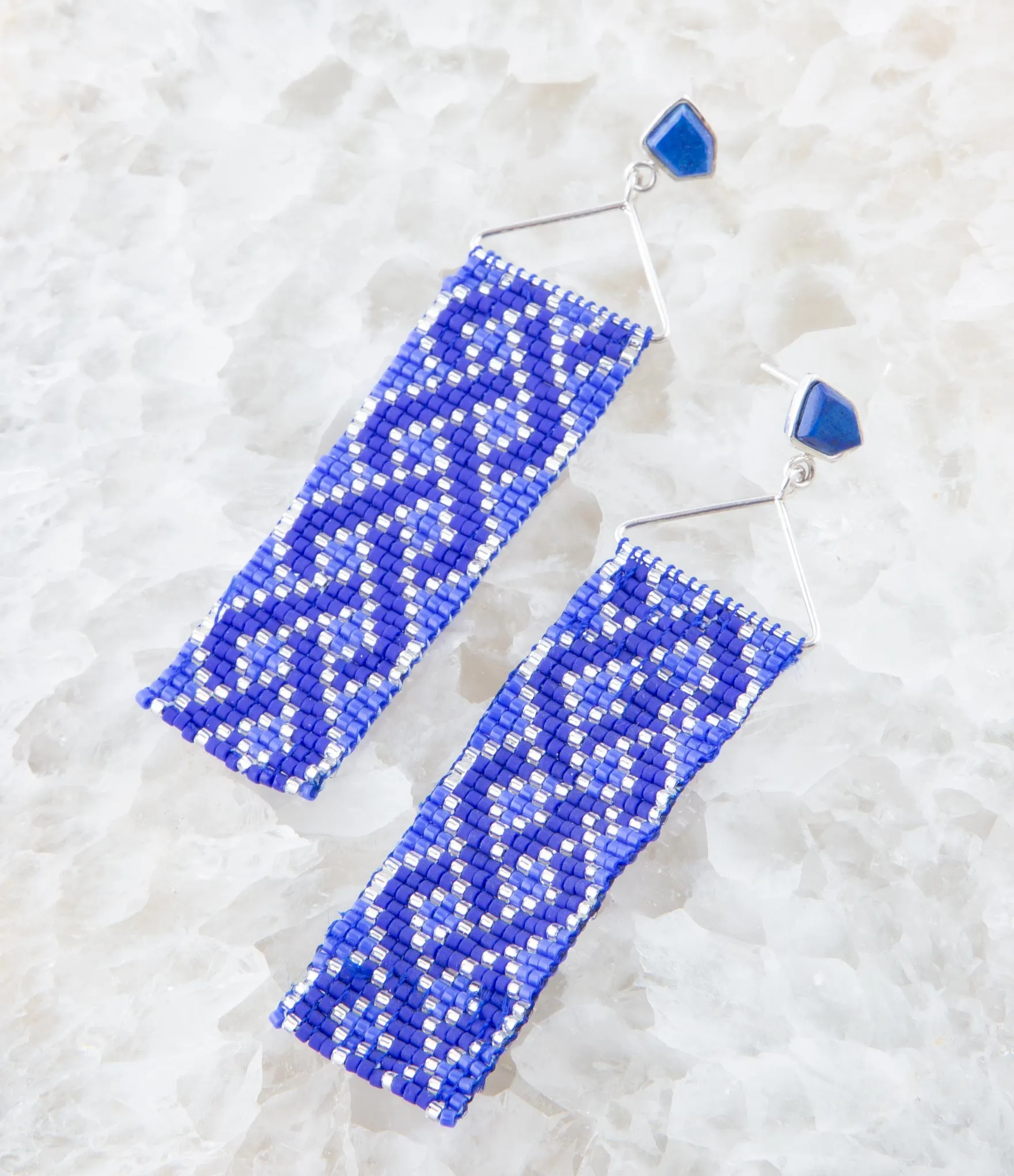 Lapis Woven Seed Bead Earrings sold by Zulily product image thumbnail 2
