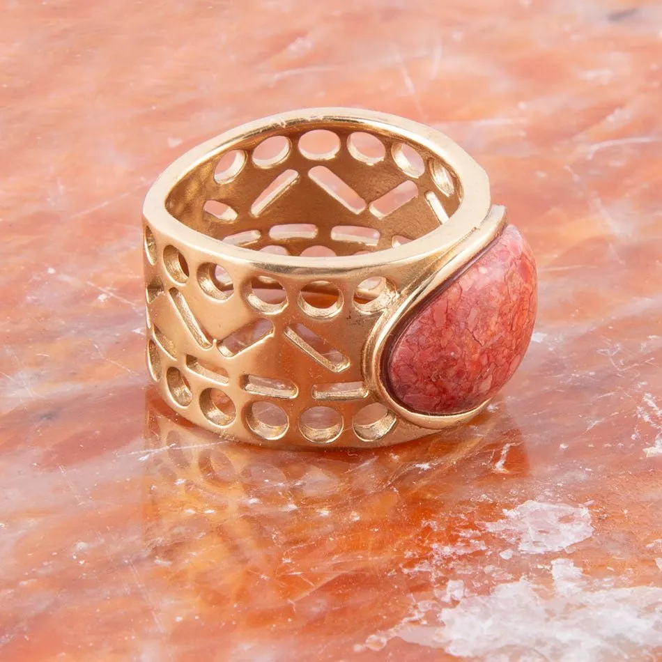 Pharoah Orange Sponge Coral and Golden Bronze Ring sold by Zulily product image thumbnail 2