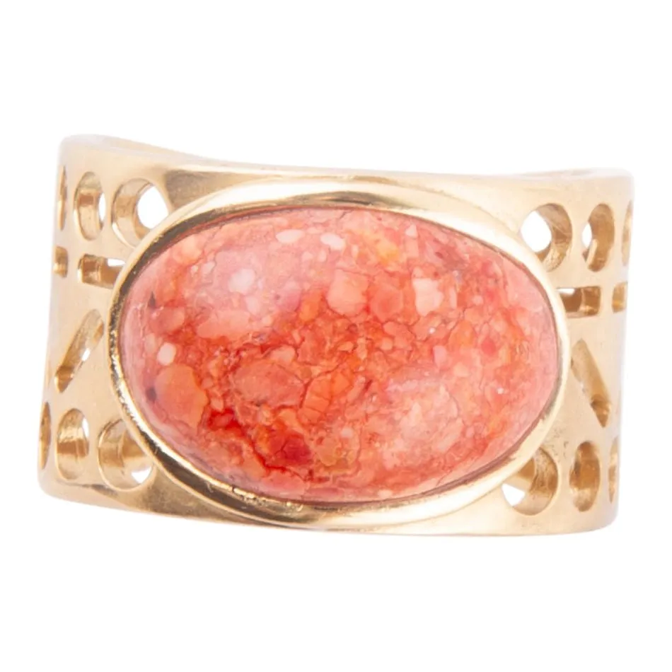 Pharoah Orange Sponge Coral and Golden Bronze Ring sold by Zulily product image thumbnail 3