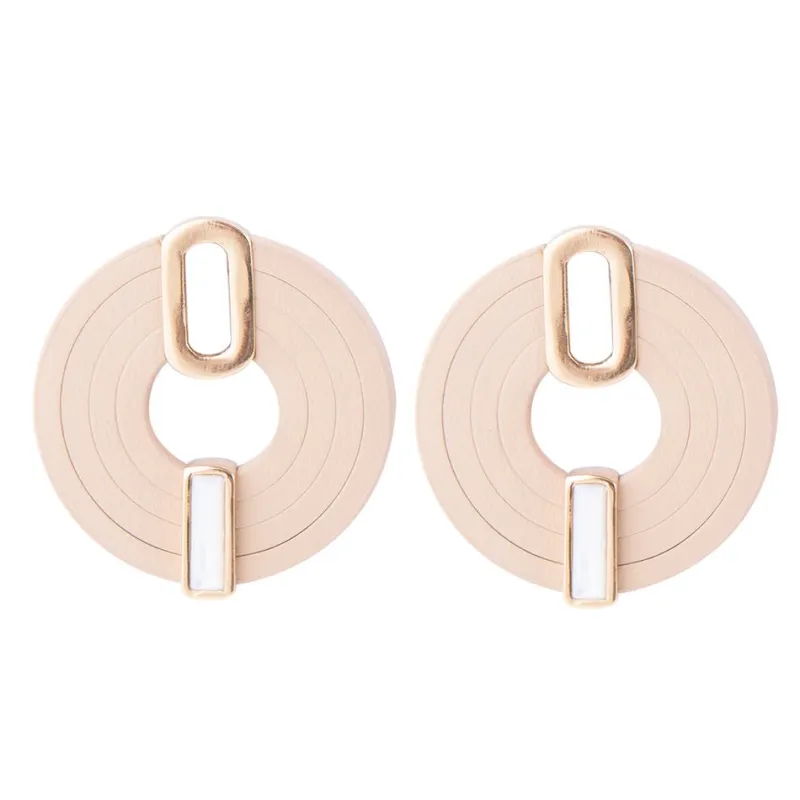 Discus Mother of Pearl Leather Earrings made by Zulily