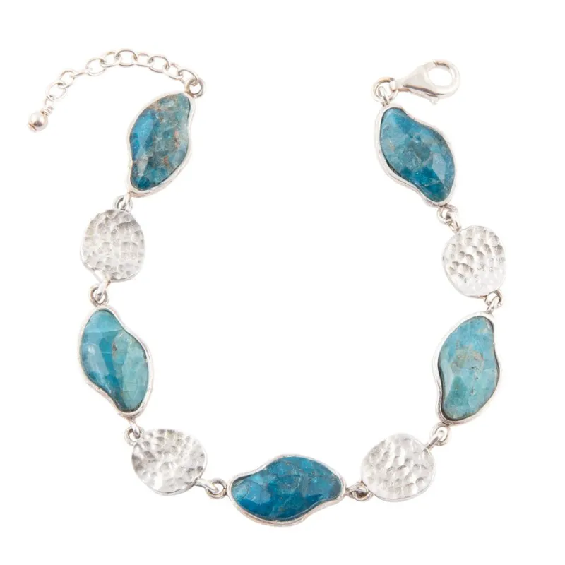 Luna Blue Apatite and Sterling Silver Line bracelet made by Zulily