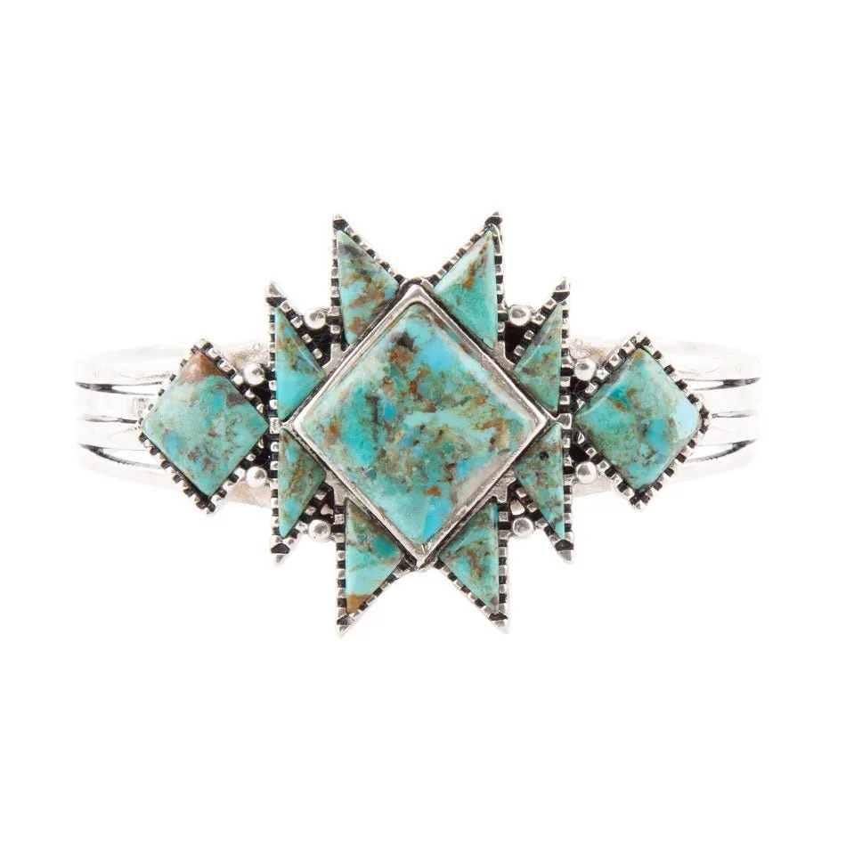 Sharp Blue Turquoise and Sterling Silver Cuff Bracelet sold by Zulily product image thumbnail 4